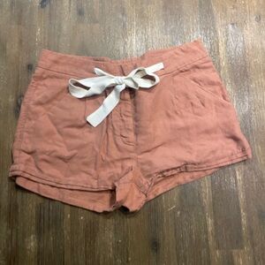 Wilfred Terracotta High Waist Shorts with Cream Bow